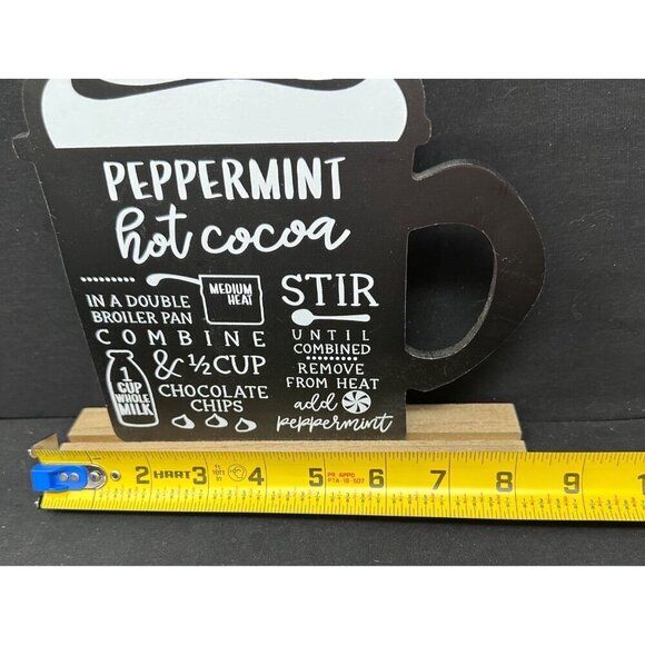 Peppermint Hot Cocoa Cup Sign 9in Double Side Chalkboard Decor Christmas Holiday - Picture 3 of 9
